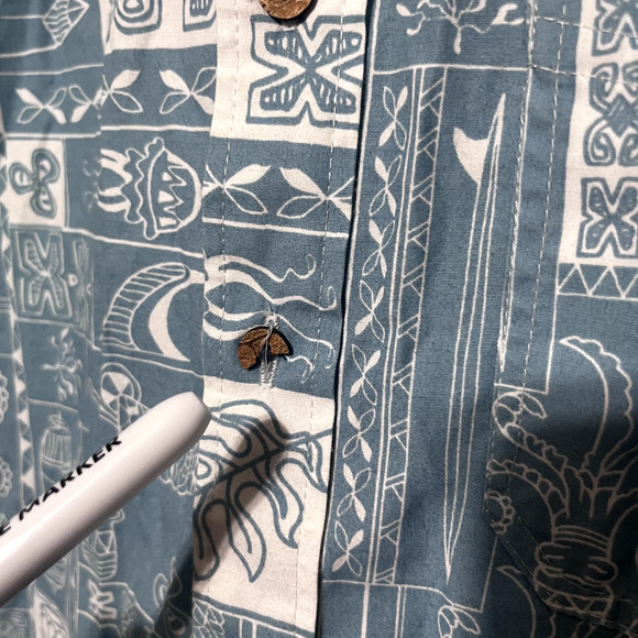 Burnside Button up Casual Shirt sz S Short Sleeve Blue Beach Fish Tropical Tiki - Picture 3 of 8